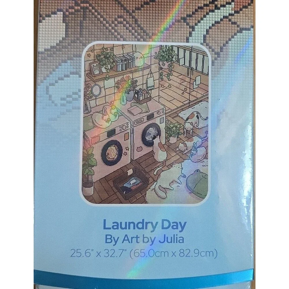 Laundry Day by Art by Julia ~ Diamond Art Club DAC ~ Cats ~ Ducks ~ Sealed